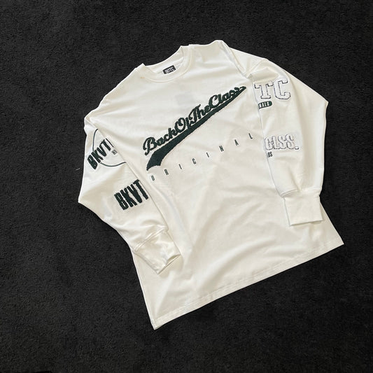 BKVTHCLSS Oversized White Long Sleeve Tee.